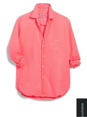 Frank & Eileen L  Eileen Relaxed Button Up Neon Pink relaxed fit Italian denim